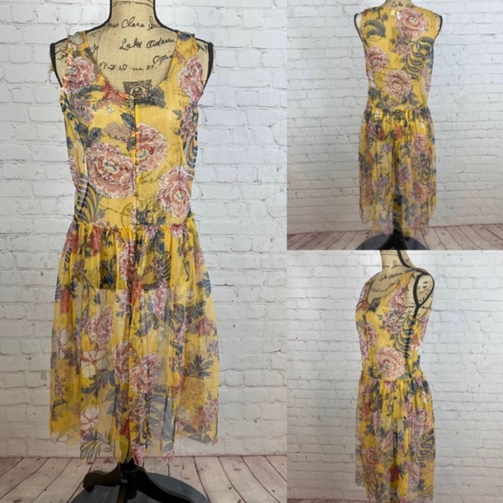 Cato Semi Sheer Floral Print Front Button Open Bottom Top